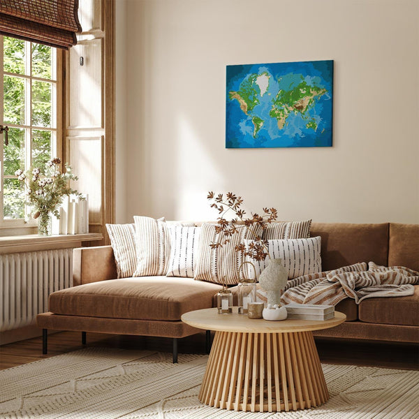 Quadro fai da te - World Map (Blue & Green)
