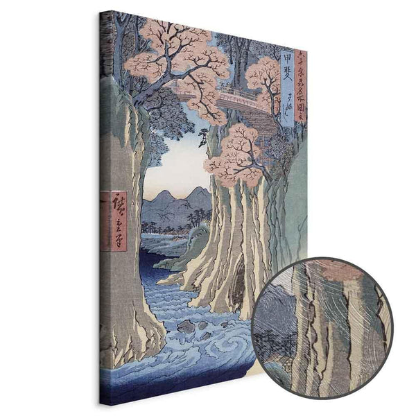 Quadro - Utagawa Hiroshige – The monkey bridge in the Kai province