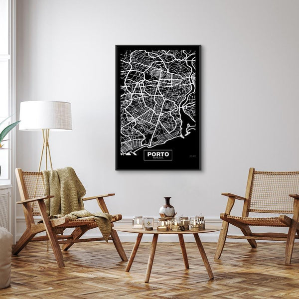 Quadro - Negative Map: Porto (1 Part) Vertical