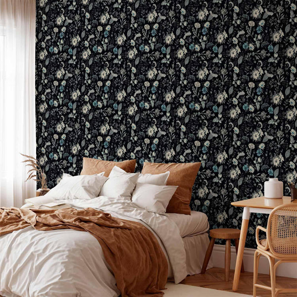 Tappezzeria murale - Fragrant flowers and herbs - blue