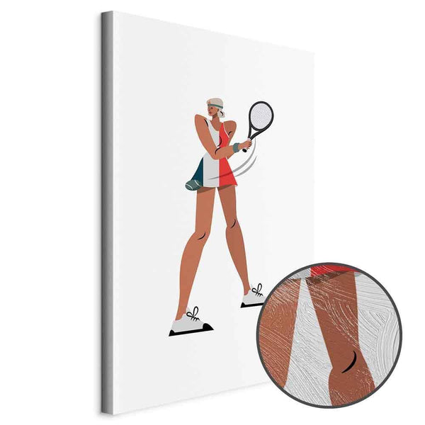 Quadro - Tennis Player With a Racket on a Light Background - Illustration