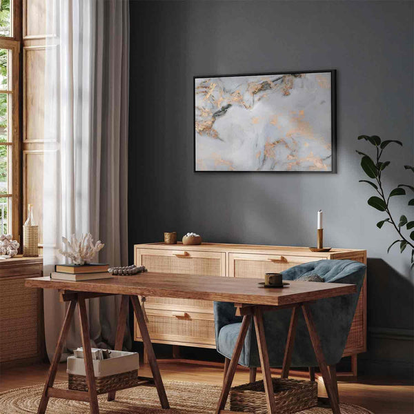 Quadro - White stone – elegant marble with golden reflections