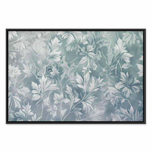 Quadro - Ornaments in Worn Muted Turquoises: Delicate Plant Pattern