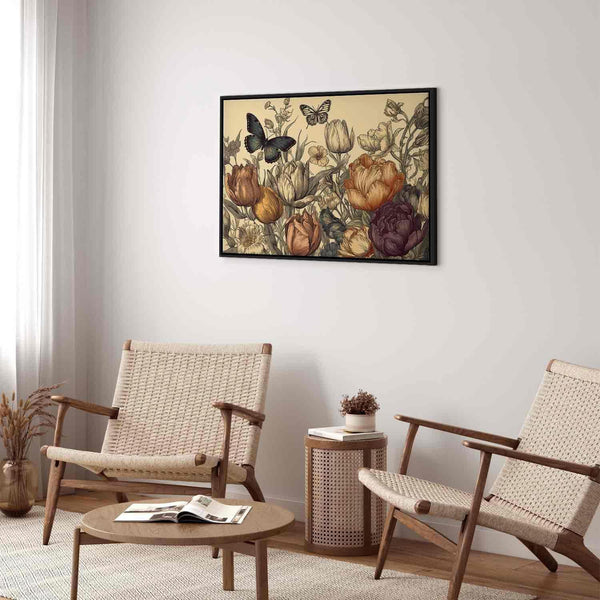 Quadro - Colourful tulips on a cream background