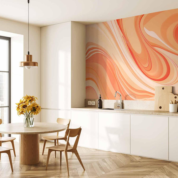Carta da parati - Peach Abstraction - Abstraction with Smoothly Transitioning Colors in Orange Tones
