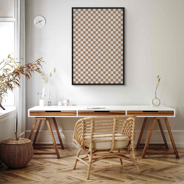 Quadro - Checkerboard Pattern - Brown-White Grid with a Subtle Noise
