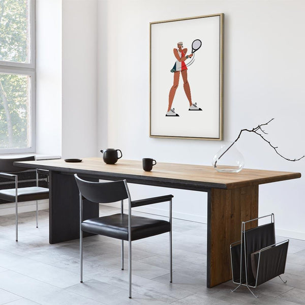 Quadro - Tennis Player With a Racket on a Light Background - Illustration