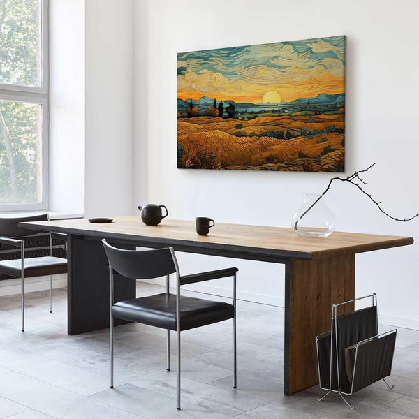 Quadro - Impressionistic fields - painted golden landscape with fields of grain