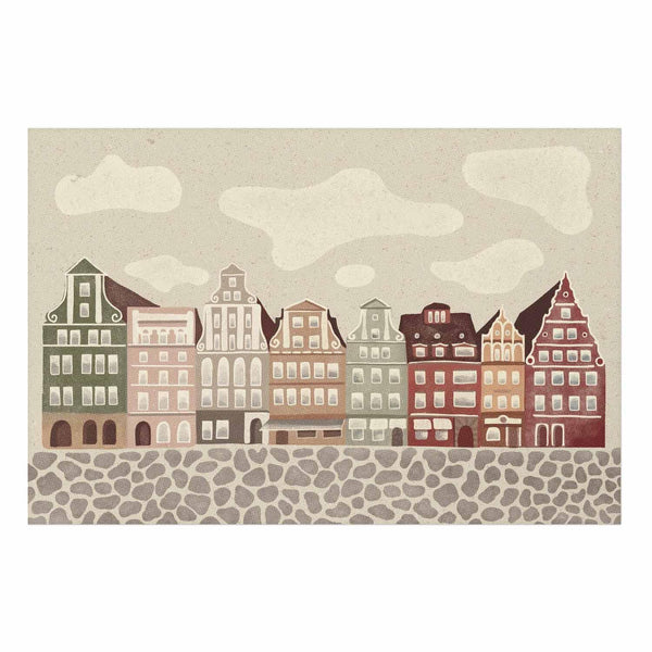 Poster - Colorful Facades - Historic Wrocław Tenement Houses Against the Sky and Cobblestone Street