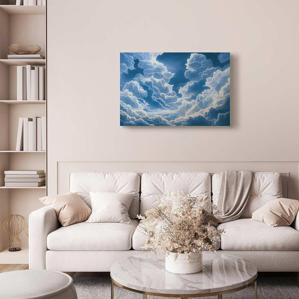 Quadro - Blue Sky Breaking Through White Fluffy Clouds