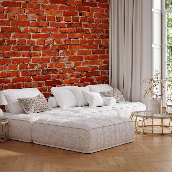 Carta da parati - Old wall – retro-style red brick wall