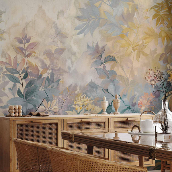 Carta da parati - Tapestry Pattern with a Meadow and Flowers Kilim with a Spring Motif