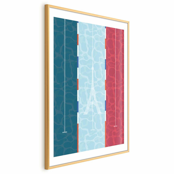 Poster - Illustration of a Pool Against the French Flag
