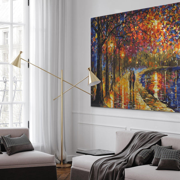 Quadro fai da te - An autumn walk in the light of street lamps
