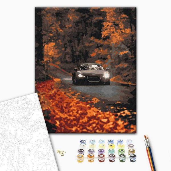 Quadro fai da te - Autumn road through the forest