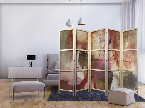 Paravento giapponese - Rose Abstraction - Spilled Watercolor Paint in Spring Colors