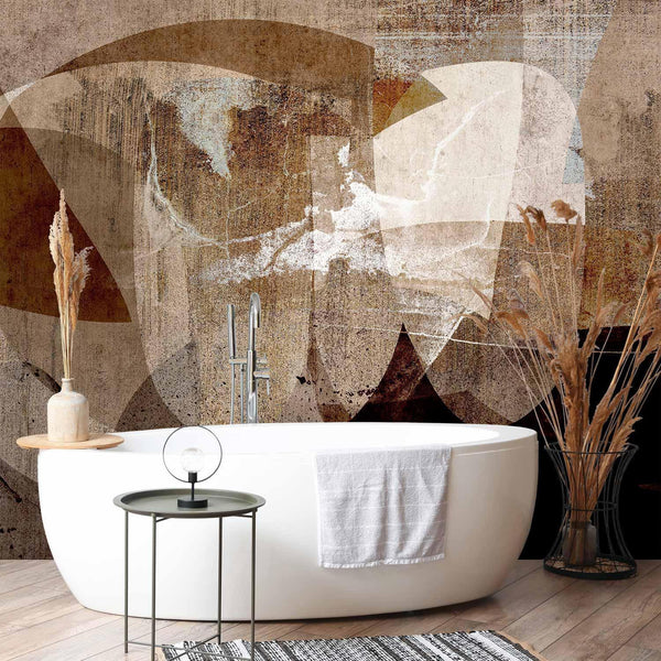 Carta da parati - Geometric abstraction with shapes - composition in brown colours