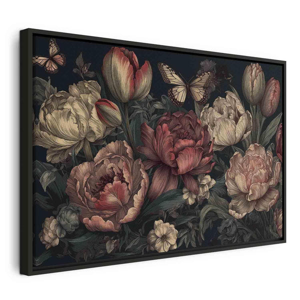 Quadro - Flowers on a turquoise background