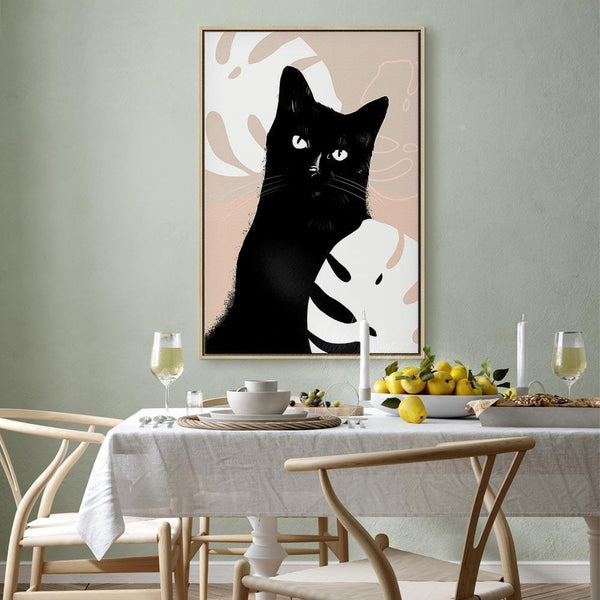 Quadro - Cat in Monsteras (1 Part) Vertical