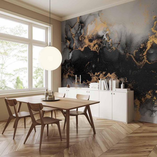 Carta da parati - Gold Explosions - an Abstract Pattern Inspired by Marble