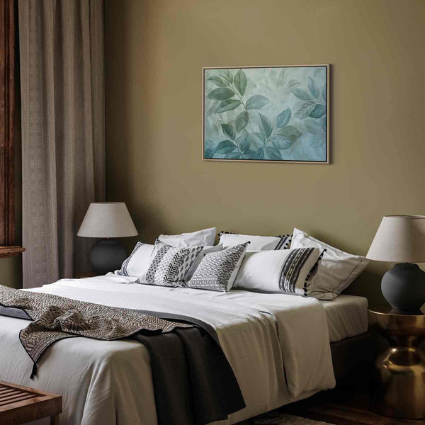 Quadro - Large Leaves in Shades of Green-Mint: Botanical Motif