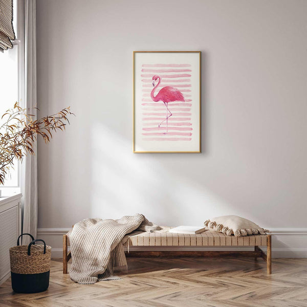 Poster - Flamingo and Stripes