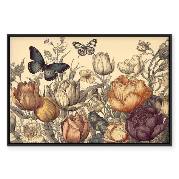 Quadro - Colourful tulips on a cream background
