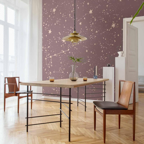 Carta da parati - Night Sky - Artistic Constellations and Stars in Pastel Shades