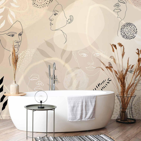 Carta da parati - Beige Line Art