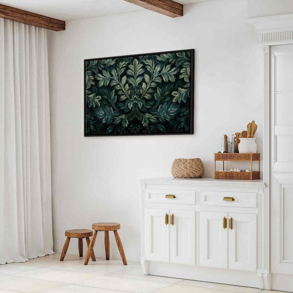 Quadro - Dark Green Victorian Leaves: Botanical Carved Composition