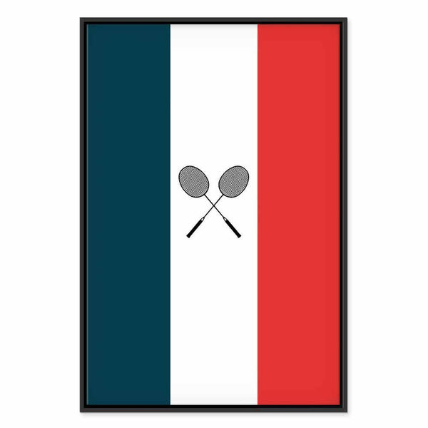 Quadro - Black Badminton Rackets Against the Backdrop of the French Flag