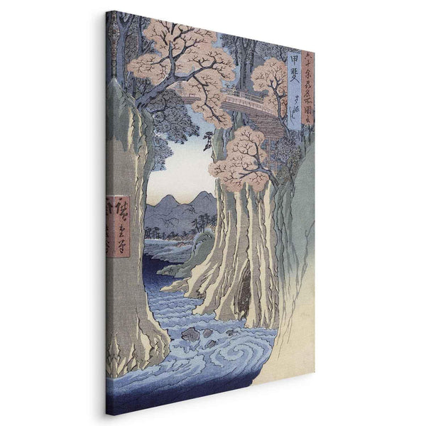 Quadro - Utagawa Hiroshige – The monkey bridge in the Kai province