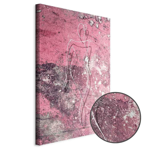 Quadro - Figure on Pink Background (1-part) - Female Silhouette in Marble