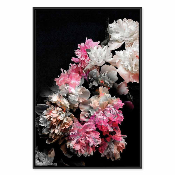 Quadro - Peony Charm (1-part) - Colorful Bouquet on Black Background