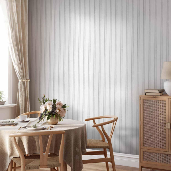 Tappezzeria murale - Wooden Texture - Symmetrical vertical lines on a white background