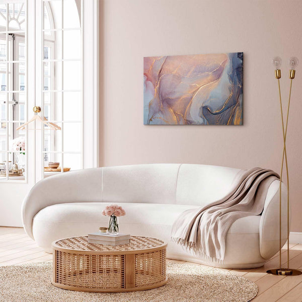 Quadro - Pink and blue marble - abstract watercolour with gold accents