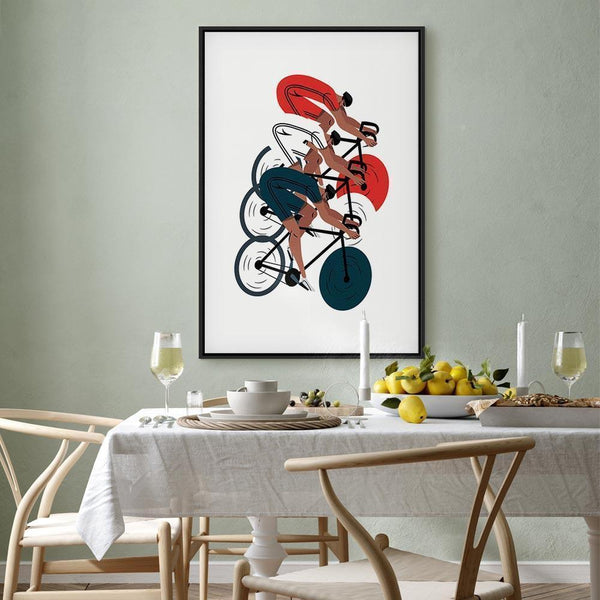 Quadro - Cycling Race Competitors on a Light Background - Illustration