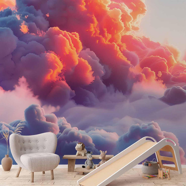 Carta da parati - Twilight Spectacle: Clouds in Shades of Pink and Violet