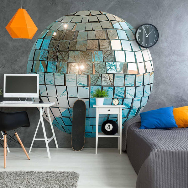 Carta da parati rotonda - Sky blue disco ball