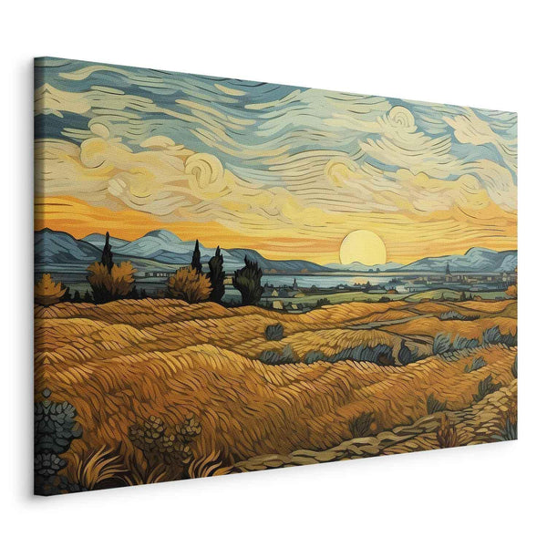 Quadro - Impressionistic fields - painted golden landscape with fields of grain