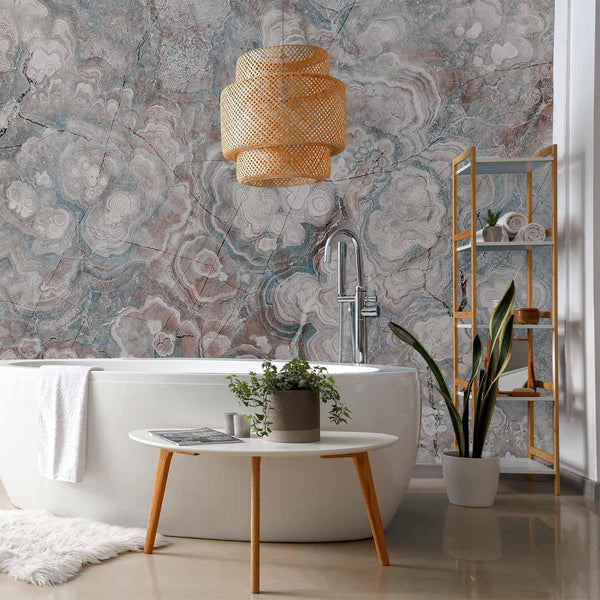 Carta da parati - Marble Flowers - Natural Stone Structures in Pastel Colours