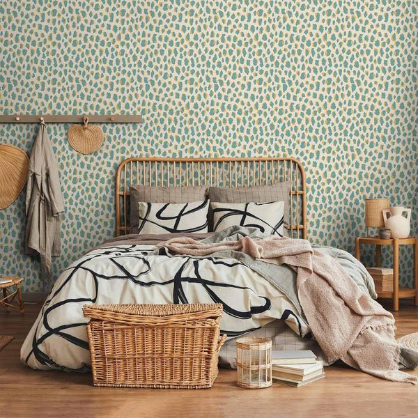 Tappezzeria murale - Giraffe Pattern - animal pattern in turquoise spots on a light background