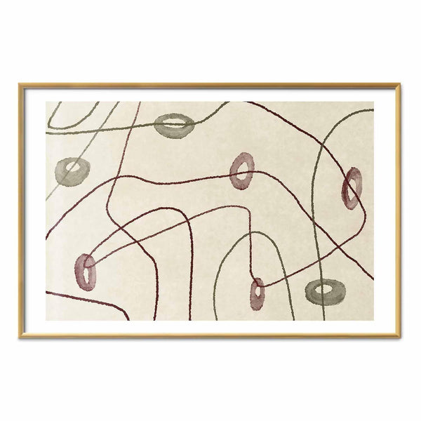 Poster - Lines and Shapes - a bead labyrinth on a pale, worn background