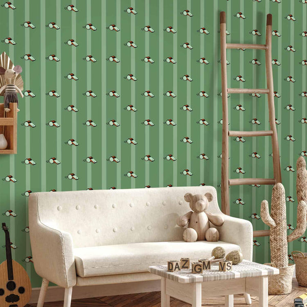 Tappezzeria murale - Sports Whistles - Repeating pattern on a striped green background