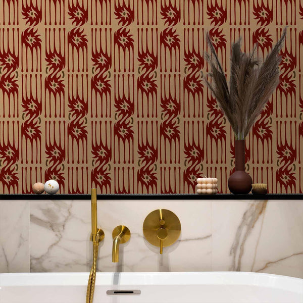 Tappezzeria murale - Red claws – irregular shapes on a paper background