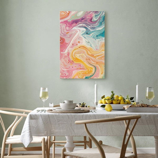 Quadro - Colorful Chaos - Dynamic Shapes in Shades of Pink Yellow and Blue