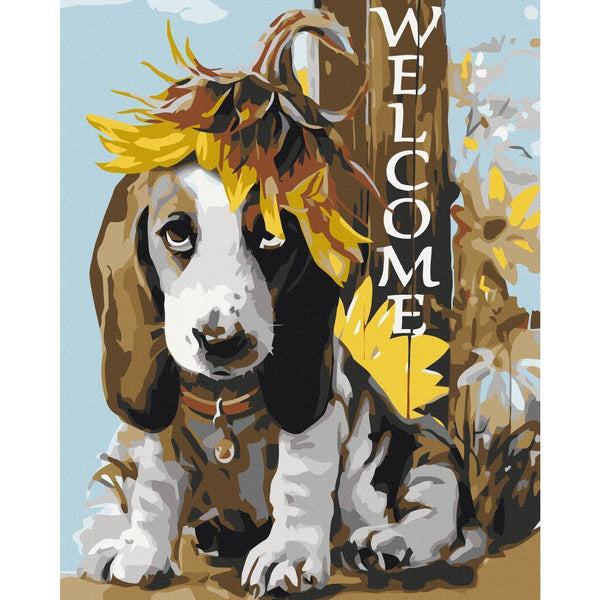 Quadro fai da te - Dog and Sunflowers