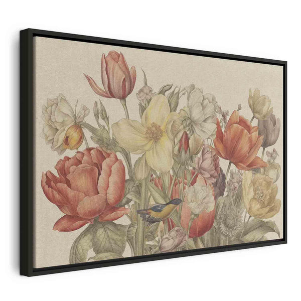 Quadro - Bouquet of flowers on a cream background