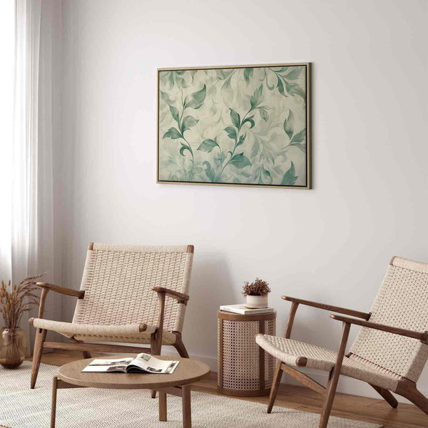 Quadro - Watercolor Botanical Motif Delicate Green-Beige Leaves