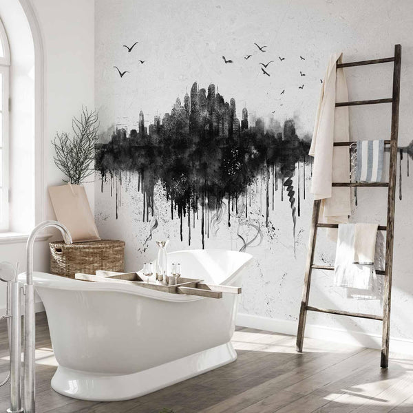 Carta da parati - Big city - abstract city skyline in black watercolour style
